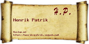 Henrik Patrik névjegykártya